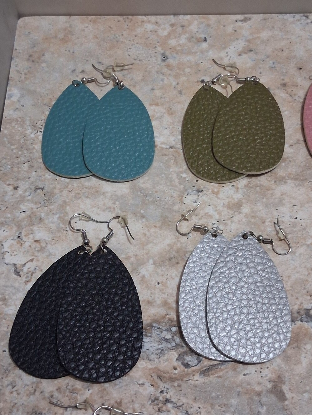 11 Pairs Assorted Teardrop Faux Leather Dangle Earrings - Multi Color Pack - Picture 6 of 9